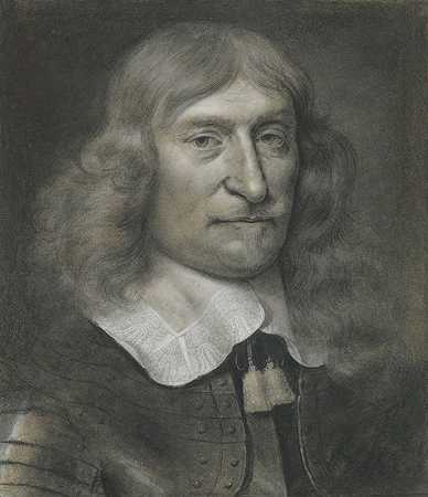 一位身穿盔甲的中年男子的肖像`Portrait of a middle~aged man in armour (1649) by Wallerant Vaillant