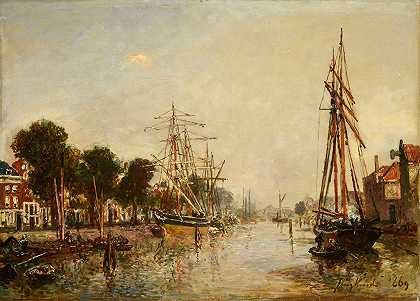 荷兰运河`Canal en Hollande (1869) by Johann-Barthold Jongkind