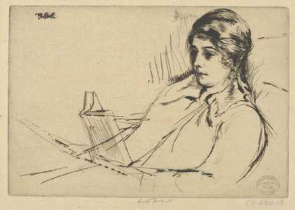 阅读`Reading (circa 1914) by Ernest Haskell