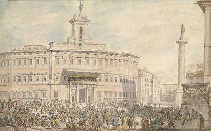 蒙特西托里奥广场的彩票`The Lottery in Piazza di Montecitorio (1743–1744) by Giovanni Paolo Panini