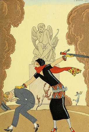 法巴拉斯和范弗雷鲁切，愤怒`Falbalas et fanfreluches, La Colère (1925) by George Barbier