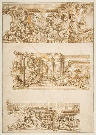 1747年，威尼斯，拉科尔塔·迪·瓦里·希齐（Raccolta di Vari Schizzi）雕刻画，安杰洛·罗西斯（Angelo Rosis）之后。`Drawing for Engraving in Raccolta di Vari Schizzi, Venice, 1747, After Angelo Rosis. (ca. 1747) by Antonio Maria Visentini