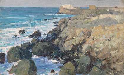 伊斯基亚福里奥附近海岸`Küste bei Forio auf Ischia (Ca. 1900~1920) by Alfred Zoff