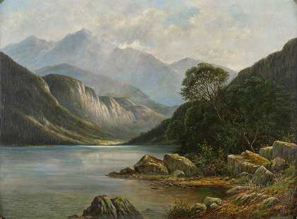 贝德湖和维特斯坦`Badersee mit Wetterstein (1900~1910) by Franz Stephan Paschinger