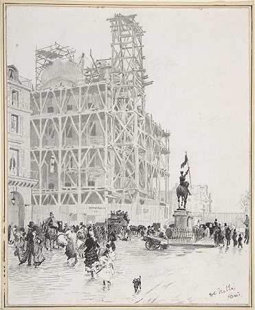 巴黎金字塔广场`Place des Pyramides, Paris (ca. 1883) by Giuseppe De Nittis