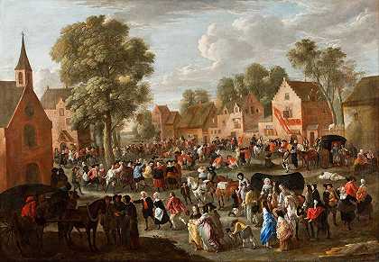 克米斯村`Village kermis (circa 1660) by Gillis van Tilborgh
