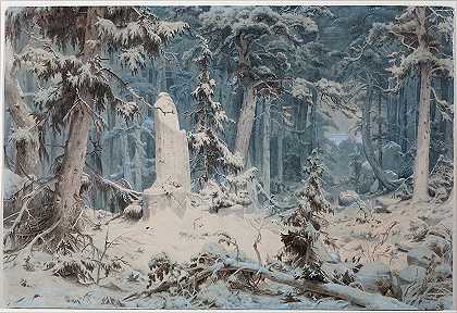 雪林`Snowy Forest (1835) by Andreas Achenbach