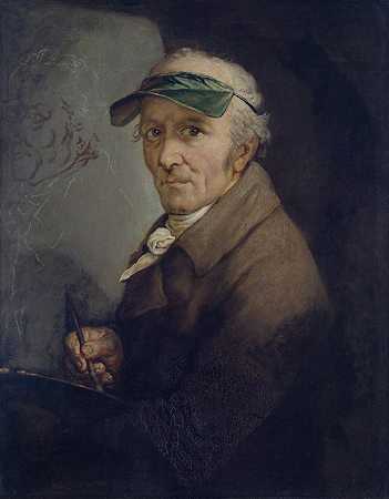 带眼影的自画像`Self~Portrait with Eye~shade (1813) by Anton Graff