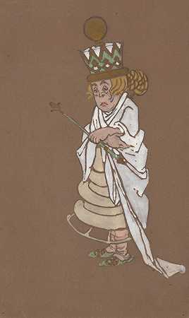 白皇后（1915年爱丽丝梦游仙境的服装设计）`White Queen (costume design for Alice~in~Wonderland, 1915) by William Penhallow Henderson