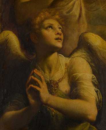 崇拜中的天使`An Angel in adoration by Fabrizio Santafede