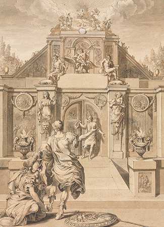 珀尔修斯和密涅瓦在神庙前`Perseus and Minerva before a Temple (first third 18th century?) by Jan Goeree
