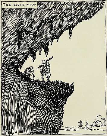穴居人`The caveman (1920) by Hendrik Willem Van Loon