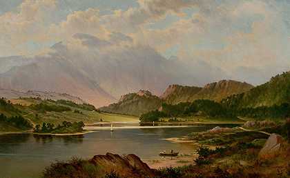苏格兰阿赫雷湖上空的本维内高地`Benvenue Rising Over Loch Achray, Scotland (1875) by Frederick Debourg Richards
