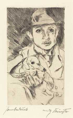 带狗的男孩（带狗的男孩）`Boy with Dog (Knabe mit Hund) (1915) by Lovis Corinth
