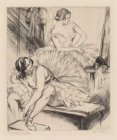 芭蕾舞团的女士们`Ladies of the ballet (1932) by Albert Sterner
