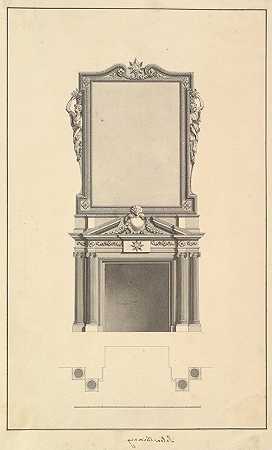 诺福克霍顿厅沙龙烟囱立面图`Salon Chimney, Houghton Hall, Norfolk, Elevation (1735) by Isaac Ware