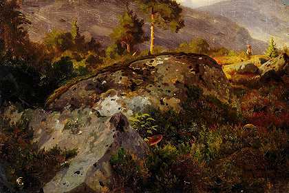 Vågå的景观研究`Landscape Study from Vågå (1846) by Hans Gude