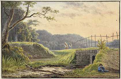 带桥景观`Landschap met brug (1792 ~ 1861) by Georgius Jacobus Johannes van Os
