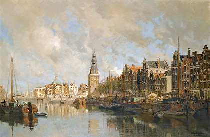 阿姆斯特丹蒙特班斯托伦`Montelbaanstoren, Amsterdam by Johannes Christiaan Karel Klinkenberg