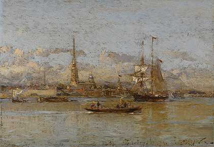 圣彼得堡风景`View Of St. Petersburg (1891) by Aleksandr Karlovich Beggrov