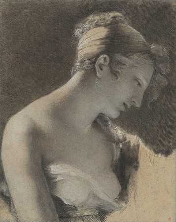 一个女人的头学习快乐的母亲（Heureuse mère）`Head of a Woman; Study for The Happy Mother (LHeureuse mère) (1810) by Pierre-Paul Prud;hon
