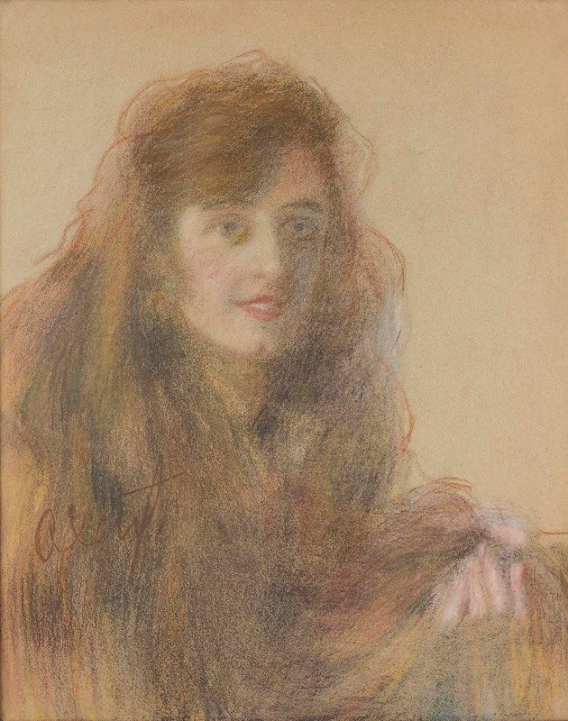 红头发`Redhead (1890~1900) by Teodor Axentowicz