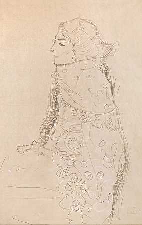 坐着的女人`Seated Woman (ca 1910) by Gustav Klimt