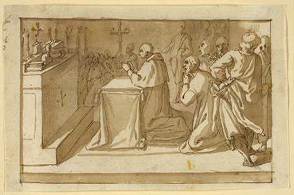 圣查尔斯·博罗密欧崇敬这些文物`Saint Charles Borromeo Venerating the Relics (c. 1604) by Workshop of Cesare Nebbia