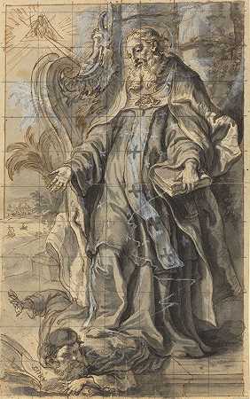 圣安布罗斯镇压异端`Saint Ambrose Suppressing Heresy by Gottfried Bernhard Götz