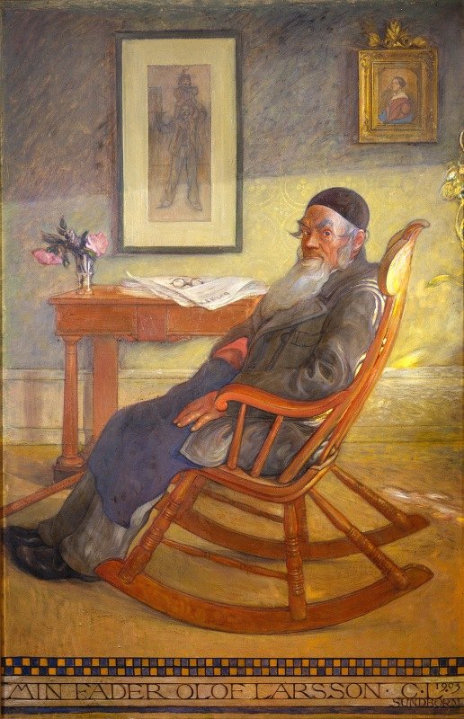 艺术家肖像父亲`Portrait of the Artists Father (1903) by Carl Larsson