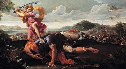 大卫与歌利亚`David and Goliath (between 1650 and 1660) by Guillaume Courtois