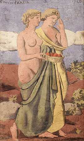 妇女`Mujeres (1926) by Joaquín Torres-García