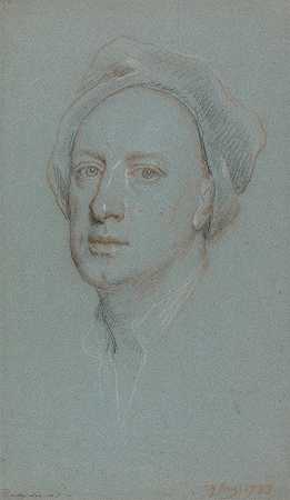 小乔纳森·理查森的肖像`Portrait of Jonathan Richardson the Younger (1733) by Jonathan Richardson the Elder