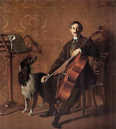 大提琴家胡安·德阿祖尔门迪`El violonchelista Juan de Azurmendi (1909) by Ignacio Zuloaga
