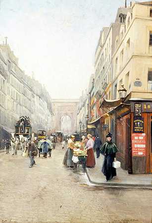 圣丹尼斯郊区街`La rue du Faubourg~Saint~Denis (1898) by Emile Cambiaggio