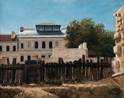 以帕拉迪安别墅为背景的拆迁现场`Rivningstomt med palladiansk villa i bakgrunden (circa 1820)