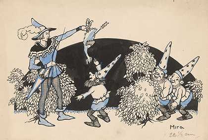 亨特和三个侏儒`Jager en drie kabouters (1852 ~ 1905) by Mira