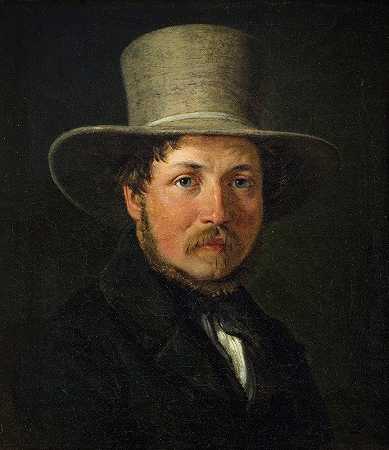 画家克里斯汀·科布克`The Painter Christen Købke (1839) by Wilhelm Marstrand