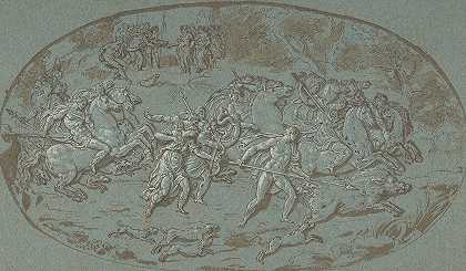 猎杀卡利多尼亚野猪`Hunt of the Calydonian Boar (late 17th–early 18th century) by Circle of Bernard Picart