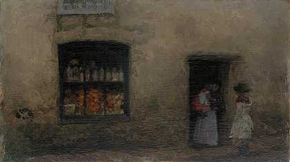 橙色的音符糖果店`An Orange Note; Sweet Shop (1883) by James Abbott McNeill Whistler