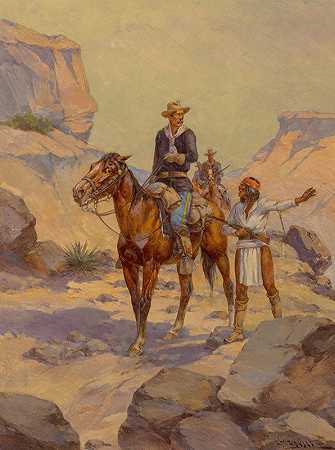 巡逻格兰德河`Patrolling the Rio Grande by Herman Wendelborg Hansen