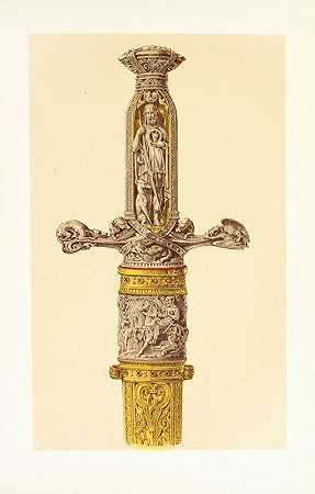 猎剑，剑柄和剑鞘为银青铜和镀金青铜`Hunting~Sword, with Hilt and Scabbard in Silver and Gilt Bronze (1858) by John Charles Robinson