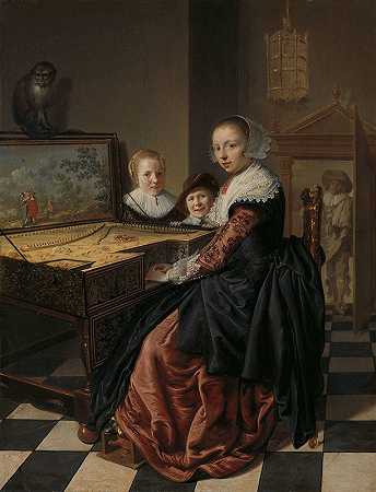 扮演女子的女人`Woman Playing the Virginal (c. 1637) by Jan Miense Molenaer