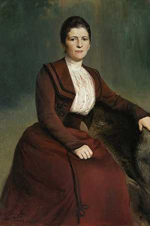 艺术家G.Lesiewska的肖像她姐姐`Portrait of G. Lesiewska, artists sister (1901) by Zygmunt Andrychewicz