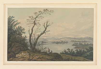 从温德米尔眺望大岛`View across Windermere looking to the Great Island by Joseph Farington