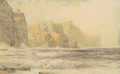 爱尔兰克莱尔县基尔基巴尔达特城堡`Baldart Castle, Kilkee, County Clare, Ireland (1892) by William Trost Richards