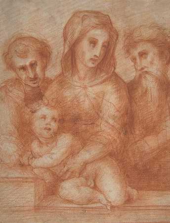 童贞女和两个圣人的孩子`Virgin and Child with Two Saints (1515–20) by Domenico Puligo