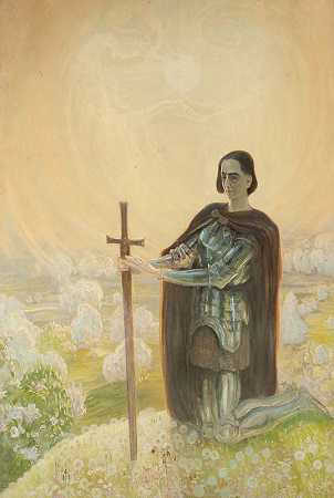 在战场上祈祷`Prayer at the battle field (1915) by Kazimierz Stabrowski