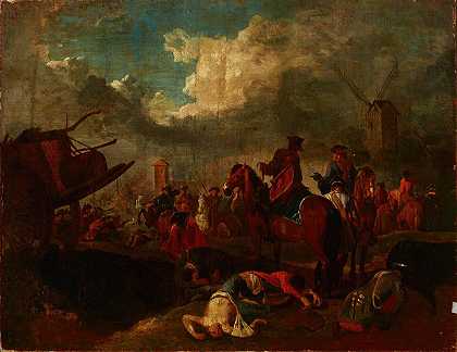 战场`Battle Scene (18th Century) by August Querfurt