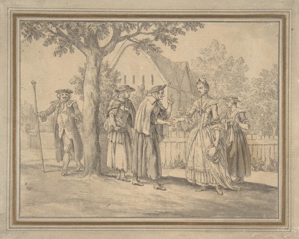 为一本书画插图`Drawing for a book illustration (1738–86) by Samuel Wale